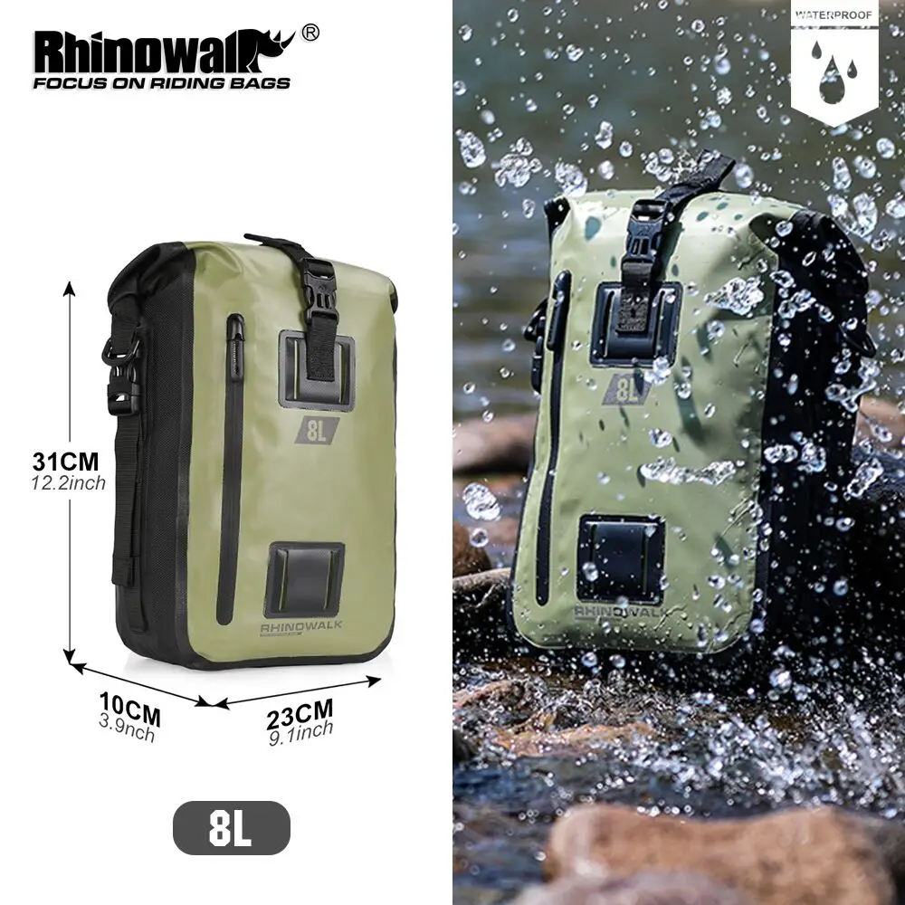 

Rhinowalk Motorcycle Back Seat Bag 100% Waterproof Dry Cycling Backpack Tail Bag 8L/15L/30L For Long Distance Saddle Pack 1 PC