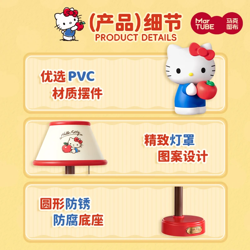Martube Sanrio Hellokitty Pingu Lampu Meja Seri Hellokitty Lampu Tidur Kamar Ornamen Asrama Periferal Anime Hadiah Natal