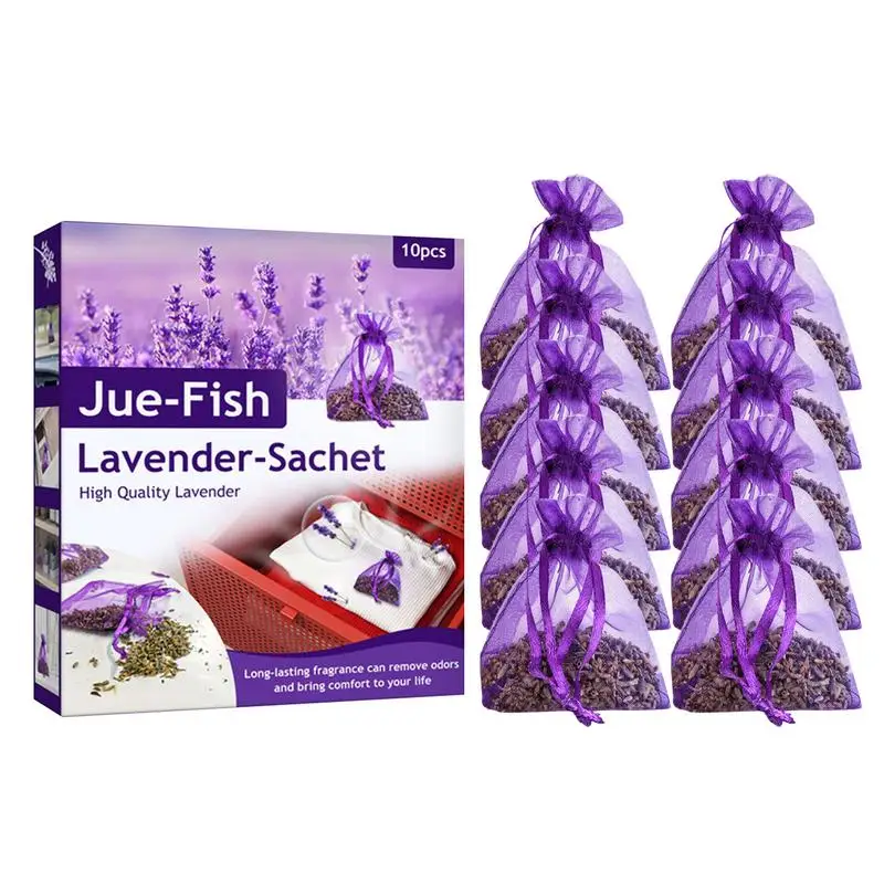 Lavender Sachet Bags 10pcs Closet Deodorizer Sachets Dried Lavender Packets For Drawers & Closets Deodorizers Fresh Scents For