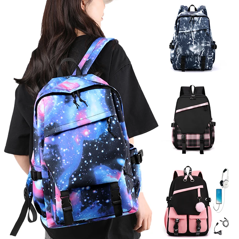 Teenagers Cute Schoolbag Shoulder Backpack Nylon Fabric Girls, Large Capacity Splash-Proof, Back To School Gifts