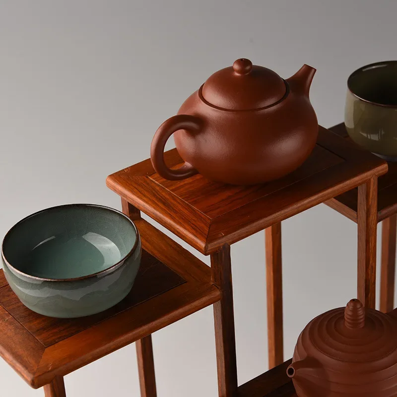 Huanghuali Bogu Rack Small Solid Wood Zisha Pot Display Rack Tea Set Shelf Display Storage Tea Cup Rack