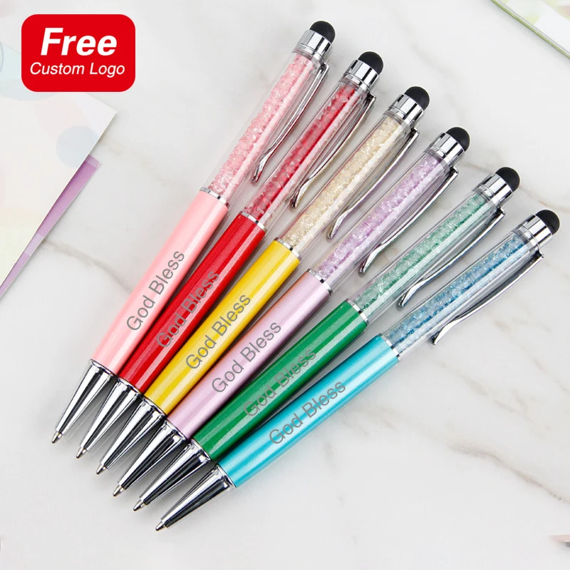 Metal Simple Ballpoint Pen Creative Cute Gel Pen Mobile Phone Touch Pen Custom Logo School Office Writing Supplies Wholesale