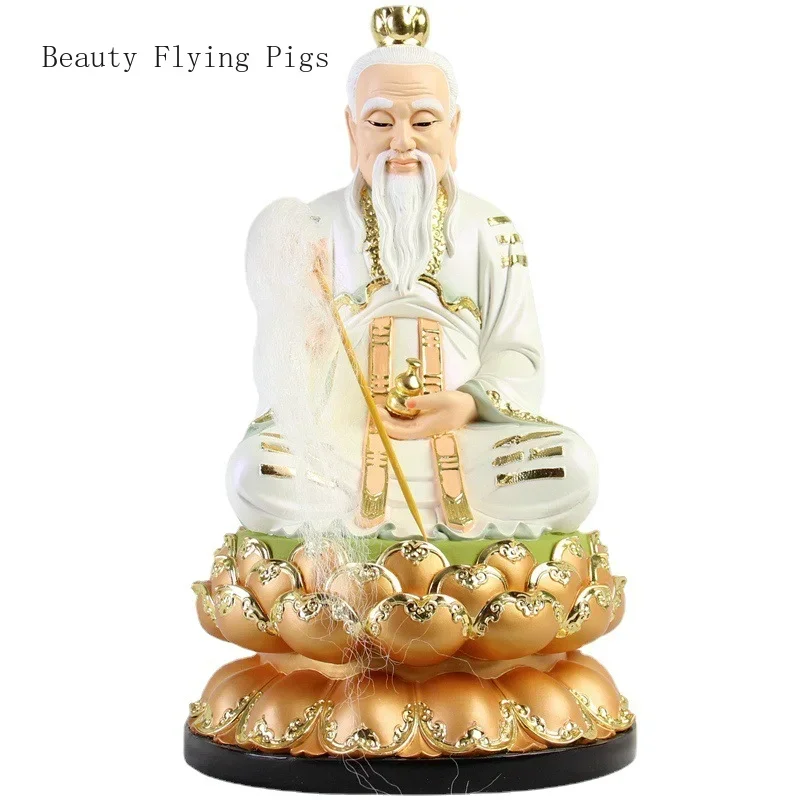 1PCS 12 inch resin Sanqing Daozu statue ornament for household worship of Taishang Laojun Lingbao Tianzun figure statue