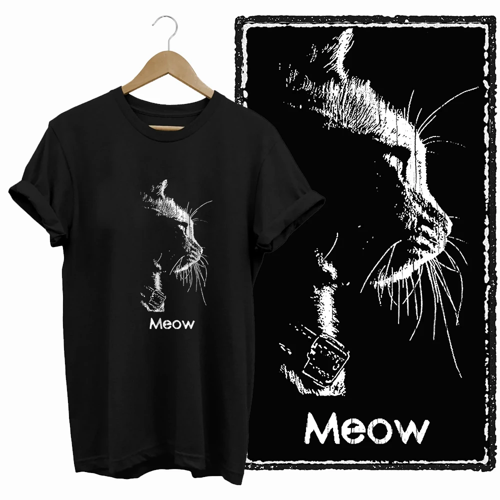 

Summer Retro, Simple And Cool Cat Pattern Printed Short-Sleeved Cotton Loose And Breathable Casual Fashion Men's T-Shirt