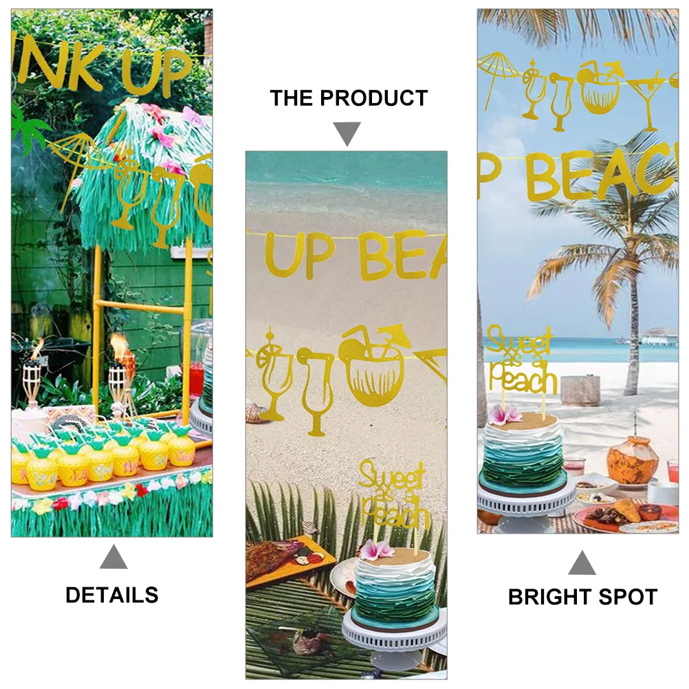 

1Set Tropical Palm Tree Hanging Glitter Banner Beach Party Decoration Summer Photo Booth Backdrop Hawaiian Party Bunting