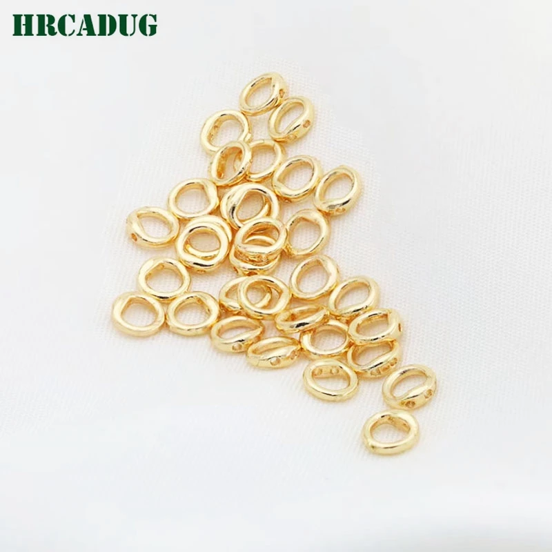 Wholesale End Bead Tip 14K Gold Plated Double Hole Connector Rings For DIY Bracelet Necklace Jewelry Making Supplies Accessories