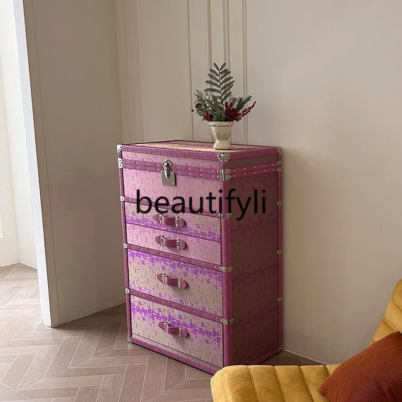 

xz1French retro style chest of drawers copper wire high-end hard box light luxury floor jewelry jewelry cabinet custom