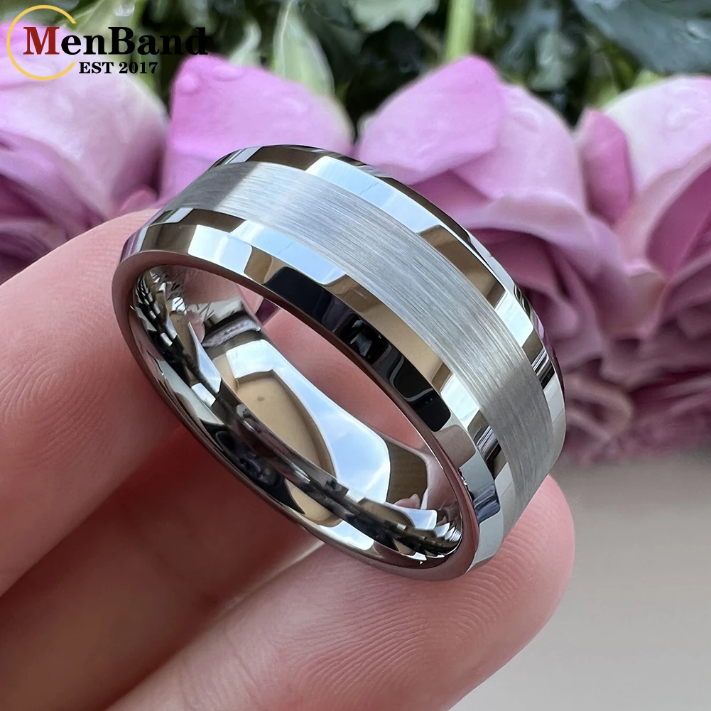 MenBand Gold Color 6MM 8MM With Brushed Finish And Polished Edge Men Women Tungsten Carbide Wedding Band Ring Comfort Fit