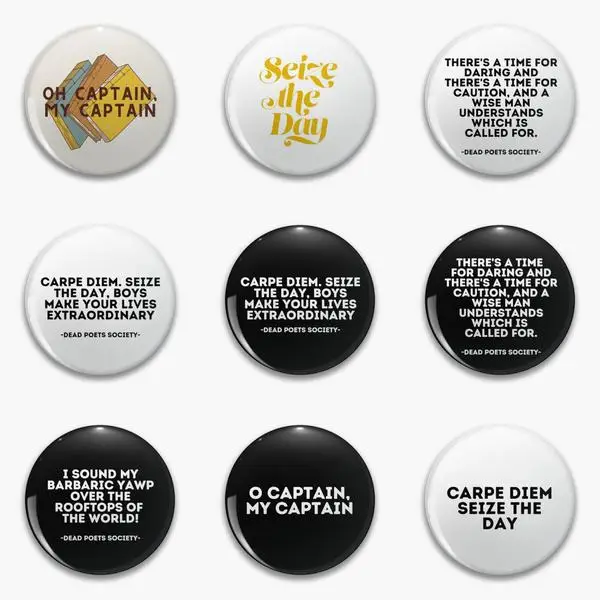 Carpe Diem Dead Poets Society Design Soft Button Pin Customizable Badge Brooch Lover Lapel Pin Cute Women Collar Metal Creative