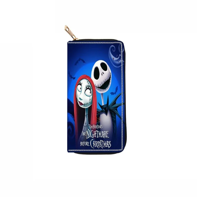 Unique Disney Cartoon The Nightmare Before Christmas Wallet Skeleton Jack Sally Print Multifunctional Long Wallet Women\'s Clutch