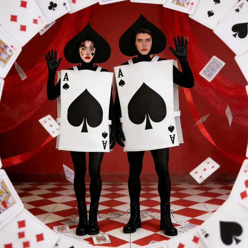Disfraz Divertido de As de Picas de Halloween en Forma de Corazón para Adultos, Cosplay de Alicia en el País de las Maravillas, Set para Actuaciones Escénicas