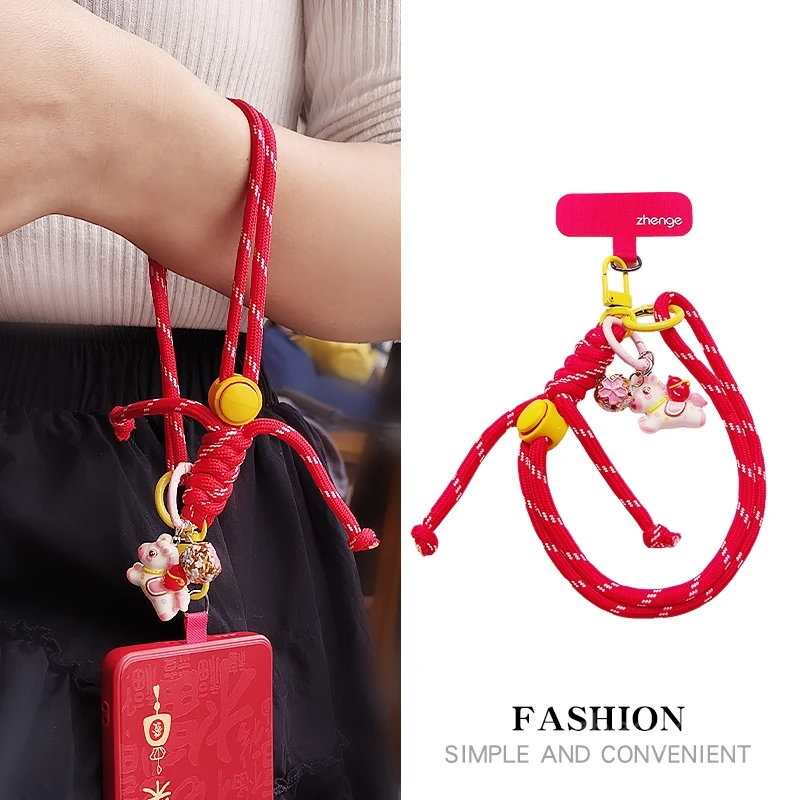 

Новый стильный ремешок для телефона с подвеской в виде маленького колокольчика, плетеный шнур для защиты от потери на открытом воздухе, прочный и стильный