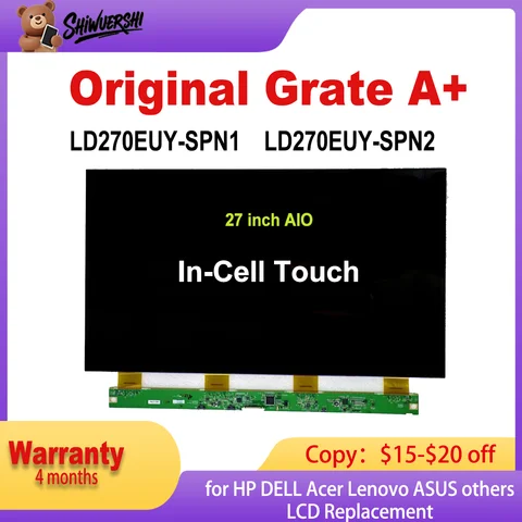 Original New A+  27''  Touch Screen Only Lcd Glass LD270EUY-SPN1 LD270EUY SPN1 LD270EUY-SPN2 LD270EUY SPN2 Display Monitor