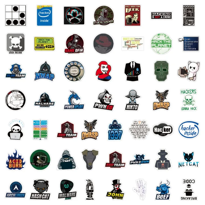 50 ชิ้นการ์ตูน Hacker Doodle สร้างสรรค์สติกเกอร์ตกแต่ง