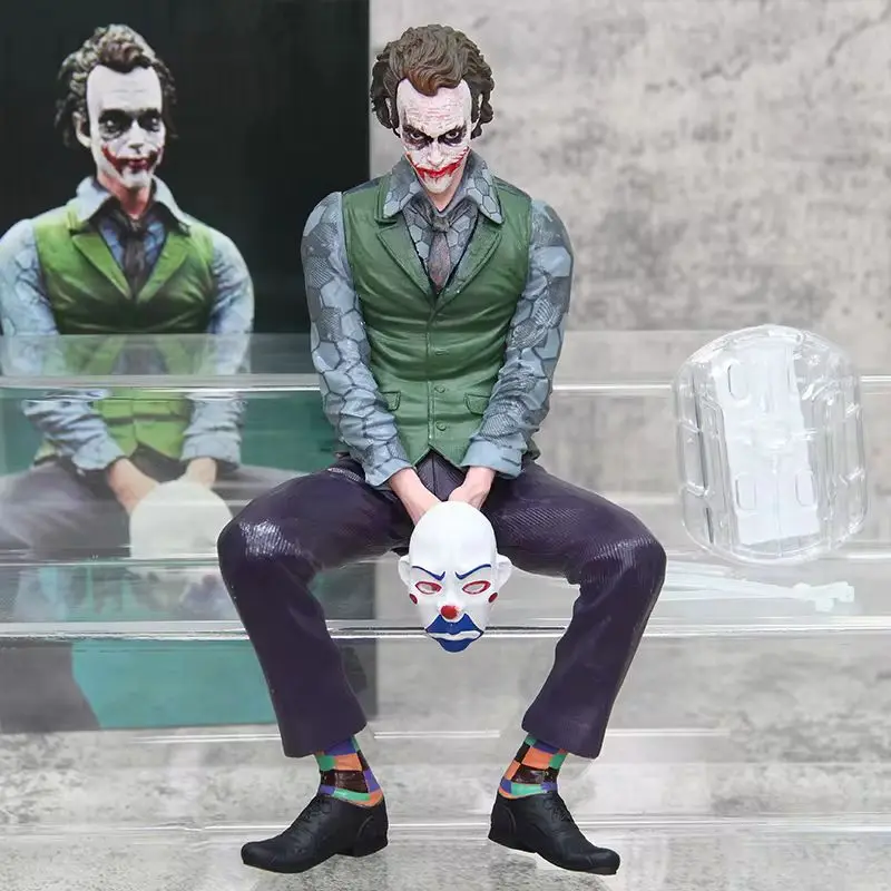 Suicide Squad Gotham Joker Dc Dark Knight Heath Ledger Action Figures Sitting Green Suit Handheld Joker Mask Car Doll Toy Gifts