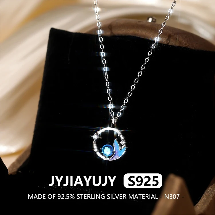 

JYJIAYUJY 100% Whole Original Sterling Silver S925 Pendant Necklace Tail Shaped Inlaid Zirconia Fashion Jewelry Gift Use N307