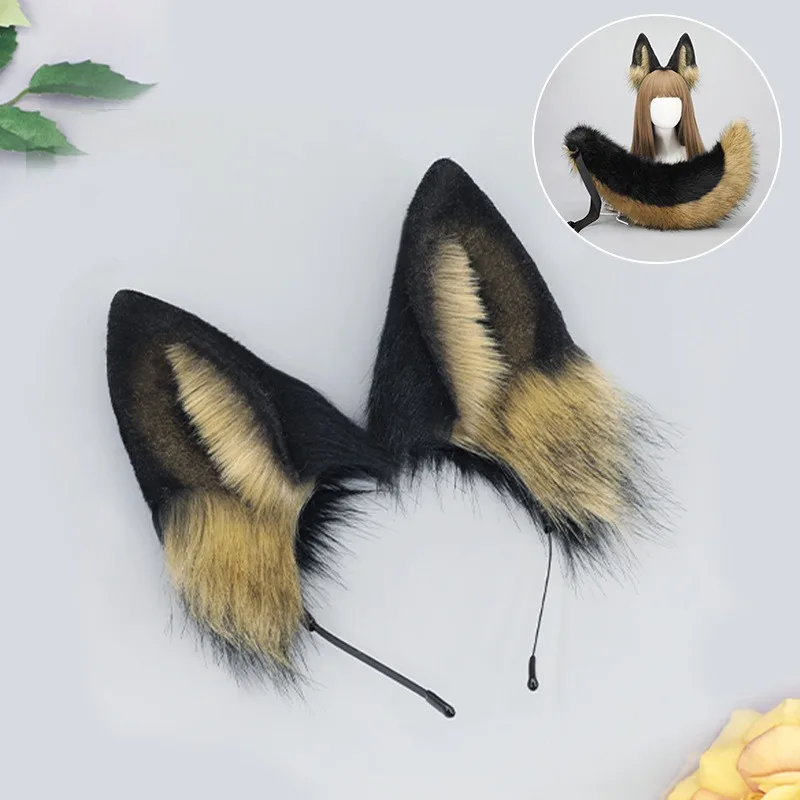 ใหม่น่ารักสาว Furry สัตว์สุนัขหู Headdress ตุ๊กตา Handmade Headband อะนิเมะสําหรับคริสต์มาสฮาโลวีนคอสเพลย์อุปกรณ์เสริม