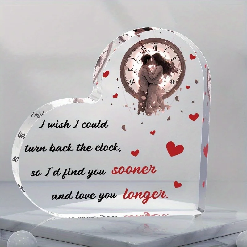 Romantic Wooden Heart Sign Love Keepsake Anniversary Valentine Gifts for Couples Desktop Decor