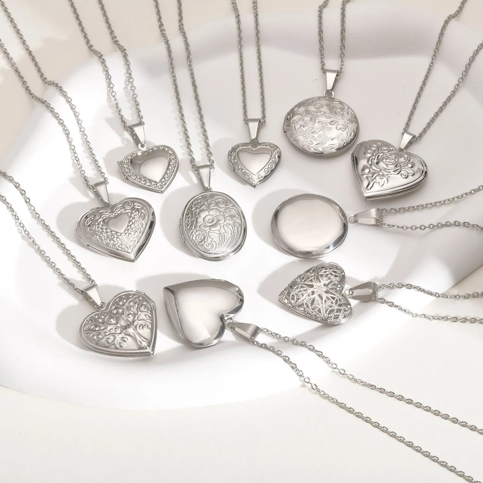 Vnox-collares con colgante de fotos de corazón delicado, medallón de palabras con imagen personalizada de Color dorado y plateado de acero inoxidable, regalos de joyería para mujer