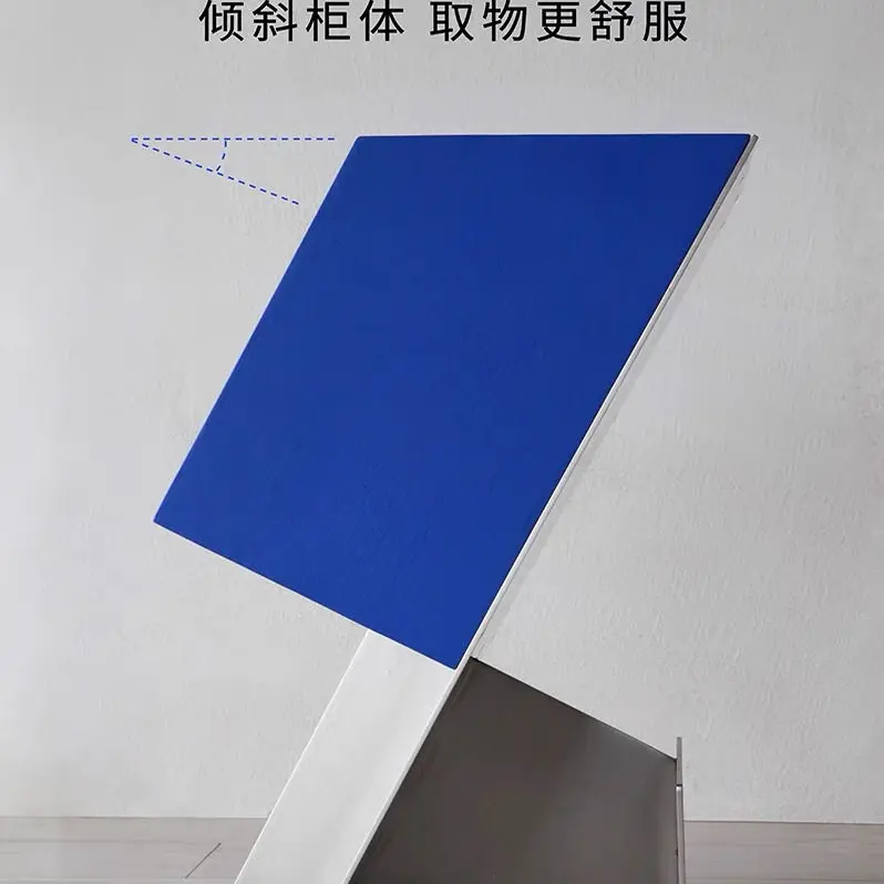 Manufacturer's original design magazine cabinet Modern simple blue solid wood corner cabinet Metal stainless steel edge cabinet