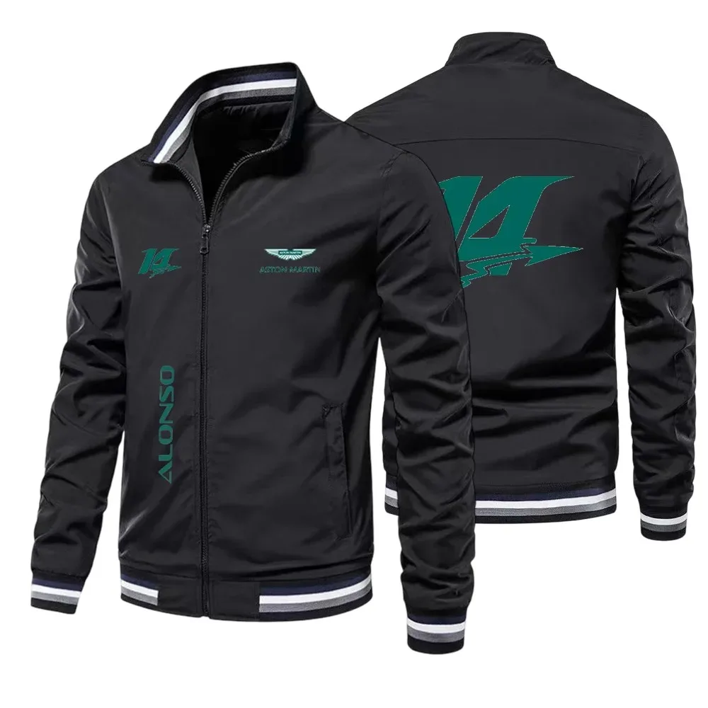 Veste coupe-vent pour homme Aston Martin Alonso 14 avec fermeture éclair, style décontracté, printemps automne 2026, design équitable