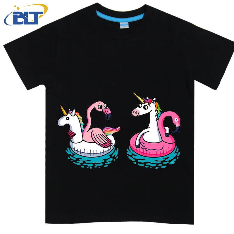 Floating Printed Kids Shirt Summer Cotton Short Sleeve Casual Tops Suitable for Boys and Girls