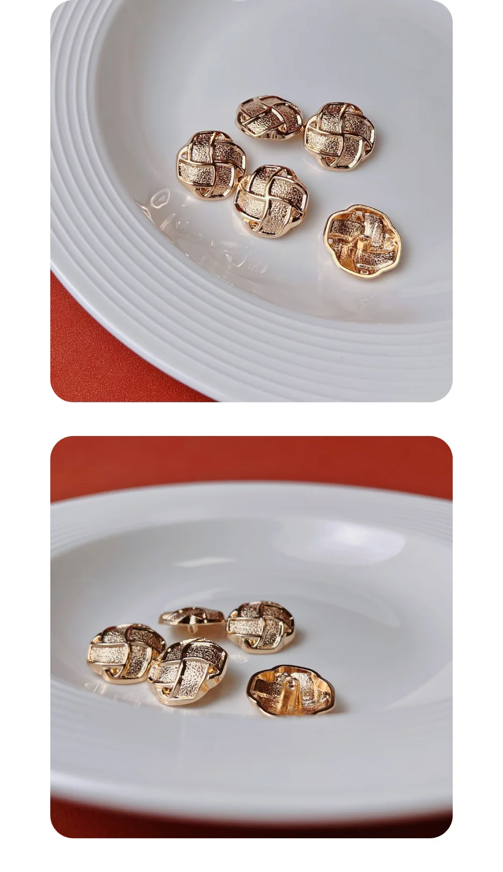 10 Stück Metallknöpfe zum Nähen von Kleidung, DIY-Handwerk, hochwertiger dekorativer karierter blumenförmiger Knopf, Kleidungszubehör – Detail 5