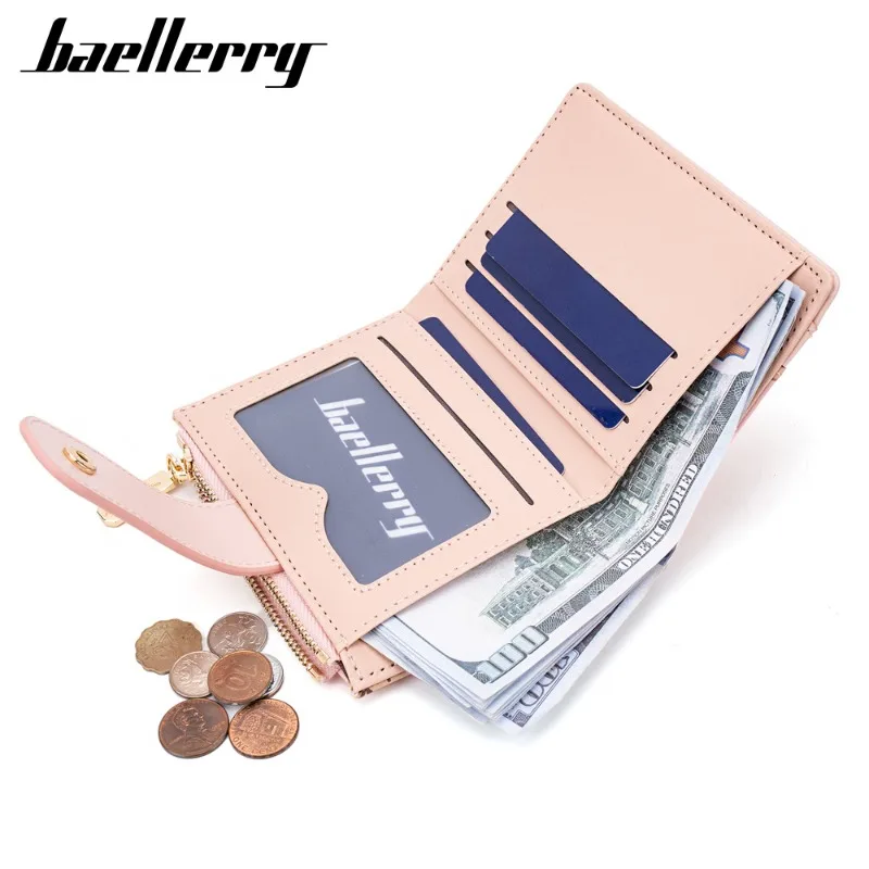 Baellerry Wallet Women's Cartoon Cute Short Wallet PU Buckle Printed Multi Slot Change Bag Card Bag Wallets Daughter Girl Gift