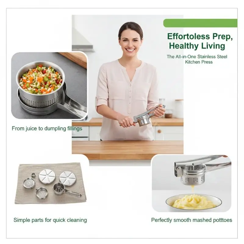 [New Arrival] Stainless Steel Manual Juicer Potato Ricer Multi Functional Food Presser Masher Extractor For Fruit & Vegetable
