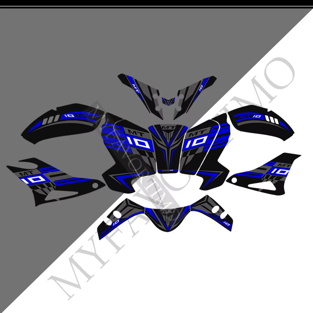 Motorcycle For Yamaha MT10 FZ MT - 10 2016-2021 Tank pad Side panel Fairing stickers windscreen windshield PVC Full decals kit view 6