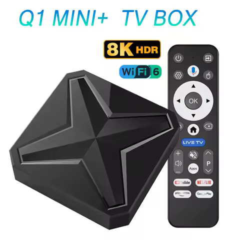 TV Box Q1 MINI+ Android 14.0 RK3518 BT5.4 8K Wifi6 Voice Remote Media Player Home Android Smart Set Top Box 2GB 16GB
