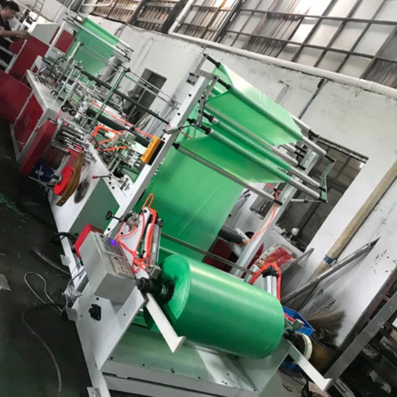 Plastic Bag Making Machine T-Shirt Vest Shopping Garbage Poly Bag Sealing Cutting Automatic High Speed Biodegradable Film Double