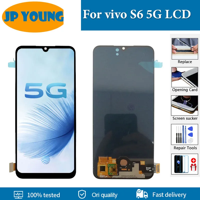 

6.44" AMOLED For vivo S6 5G LCD Display V1962A V1962BA Touch Panel Screen Sensor Digitizer Assembly For vivo S6 5G Replacement