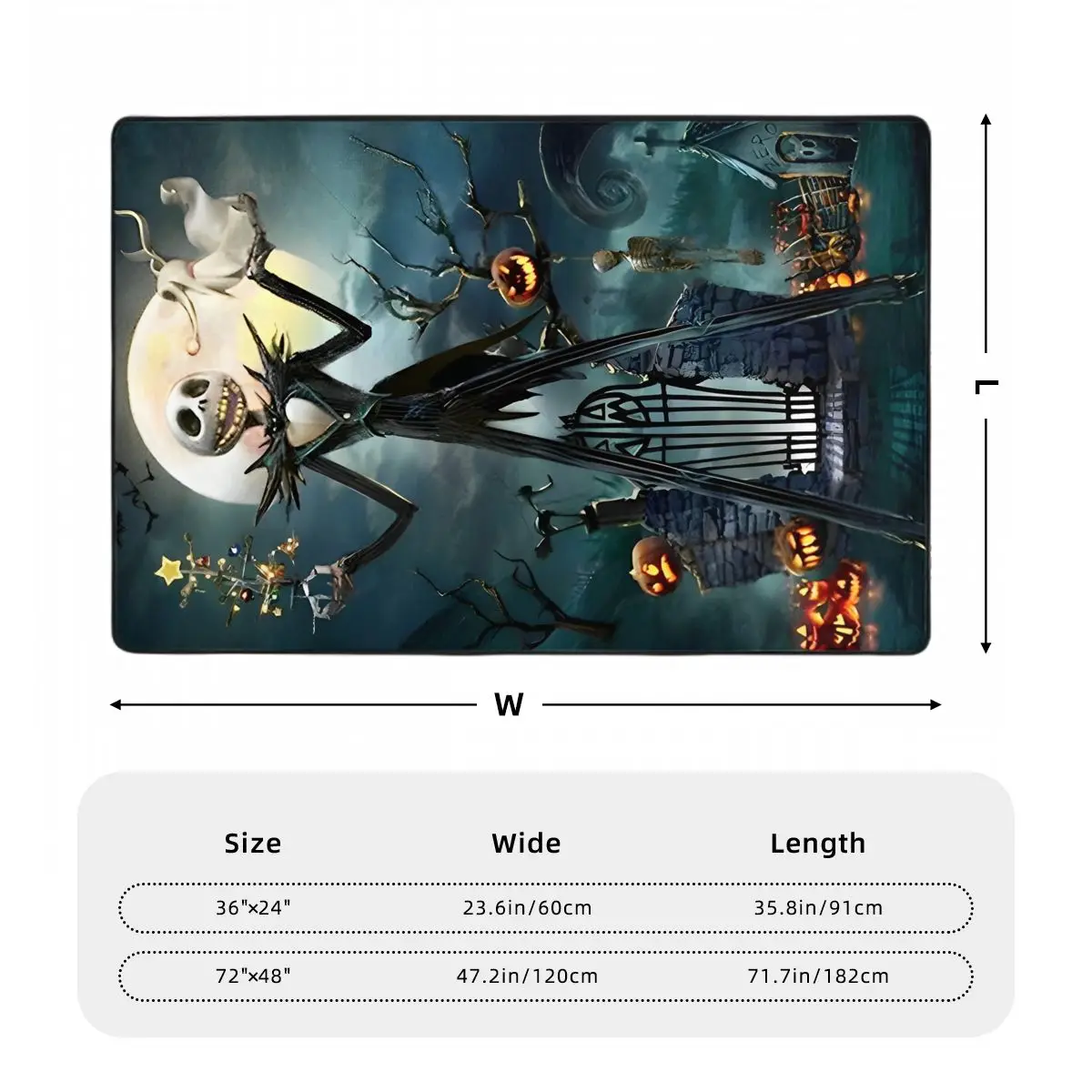 Nightmare Before Christmas พรมสําหรับห้องนั่งเล่นห้องนอนโต๊ะกาแฟ Art ป้องกันพรม Anti SLIP พรมกราฟิก