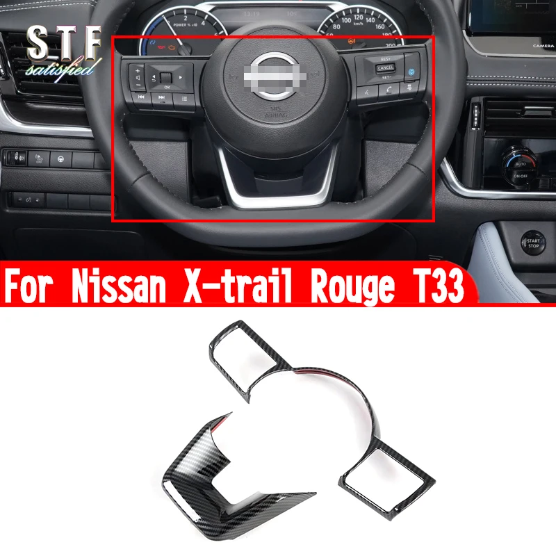 For Nissan X-trail Rouge T33 2021 2022 2023 Car Accessories ABS Interior Steering Wheel Trim Cover Molding Decoration Stickers