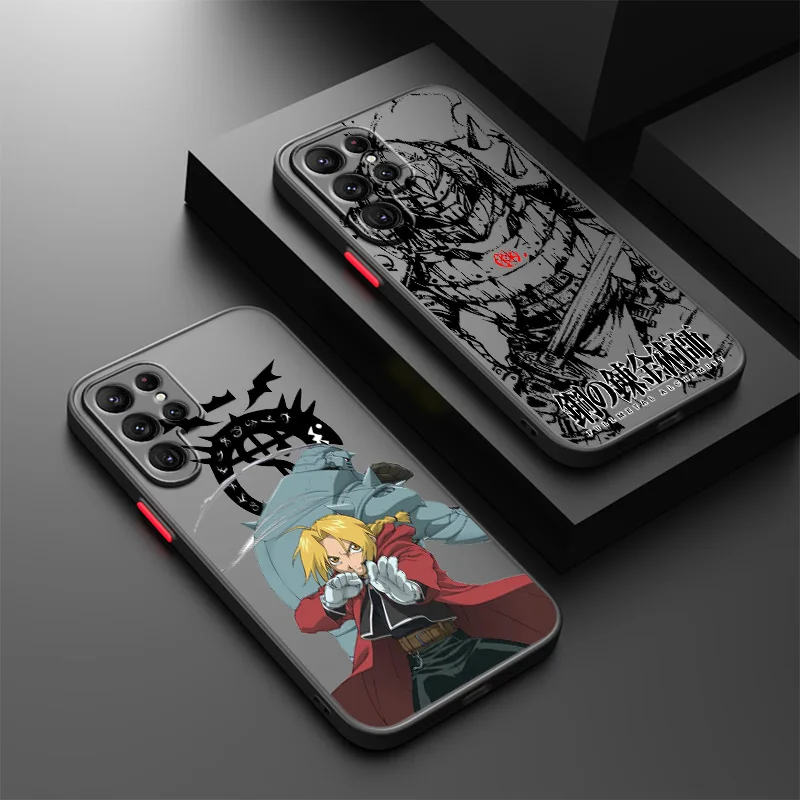 Fullmetal Alchemist Anime For Samsung S25 S24 S23 S22 S21 S20 FE Note 20 10 Ultra Plus Pro Frosted Translucent Phone Case