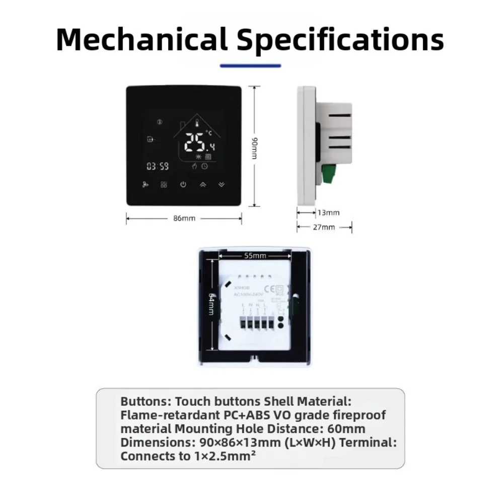 Heating Thermostat with Programmable WiFi Control Compatible with For Tuya and For Smart Life Apps for Heating Systems