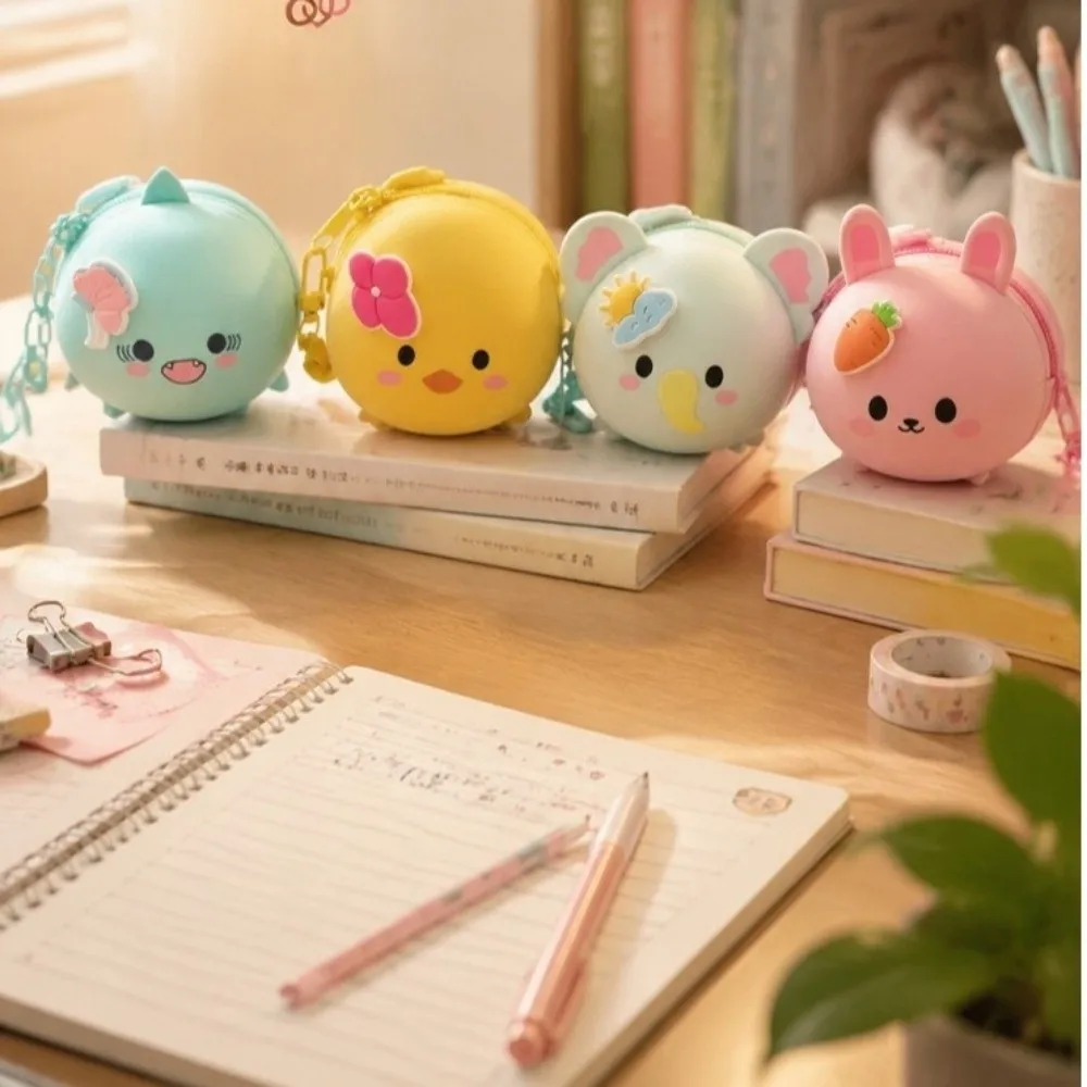 Portable Silicone Soft Pencil Case Large Capacity Multifunctional Foldable Pen Bag Rabbit Duck Pencil Pouch Kids