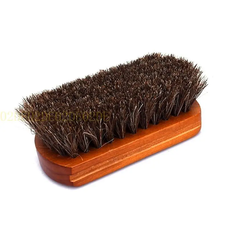 

02DE Horsehair Bristle Brush Small & Hand Brush Wood Handle Horsehair Brush Effective for Car Interior Furniture Apparel Bag