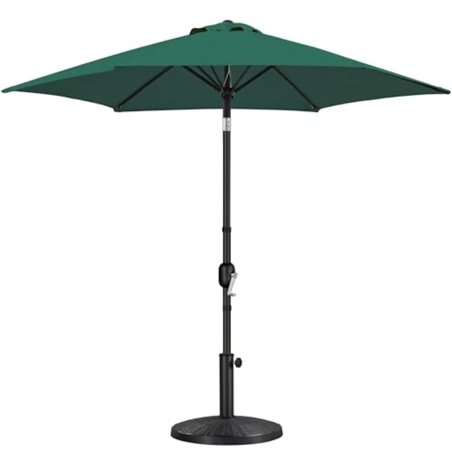 

9FT Patio Umbrella for Outdoor Yard Use Heavy Duty Dark Green Polyester with Sturdy Ribs Push Button Tilt Crank Mechanism Inclu