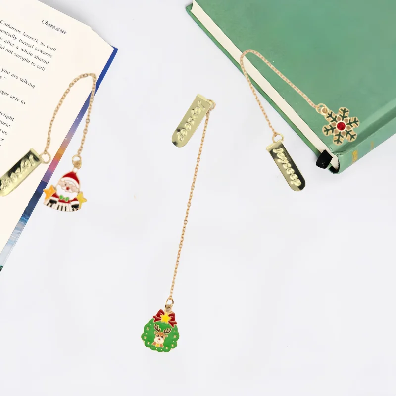 جديد سانتا كلوز قلادة المرجعية المعدنية عيد الميلاد الرنة ثلج المرجعية الكرتون المرجعية اللوازم المكتبية المدرسية القرطاسية #6