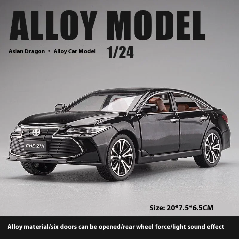 Modelo de coche de aleación TOYOTA AVALON 1:24, juguete de fundición a presión, Simualtion, luz de sonido, puertas traseras, modelo que se puede abrir, regalos de colección para niños