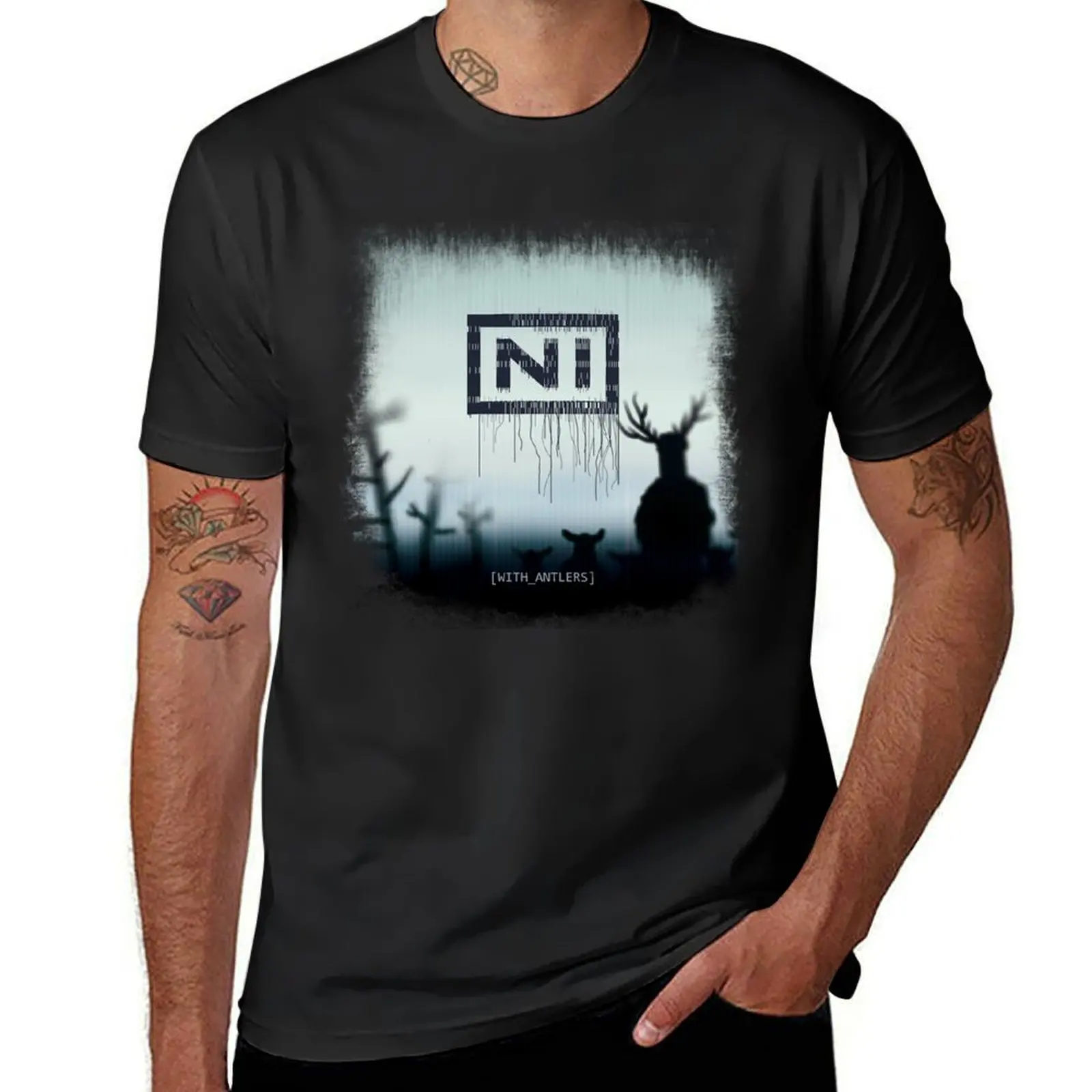 NI Knights with antlers album cover parody-music lovers humor T-Shirt new edition Blouse vintage clothes mens clothes