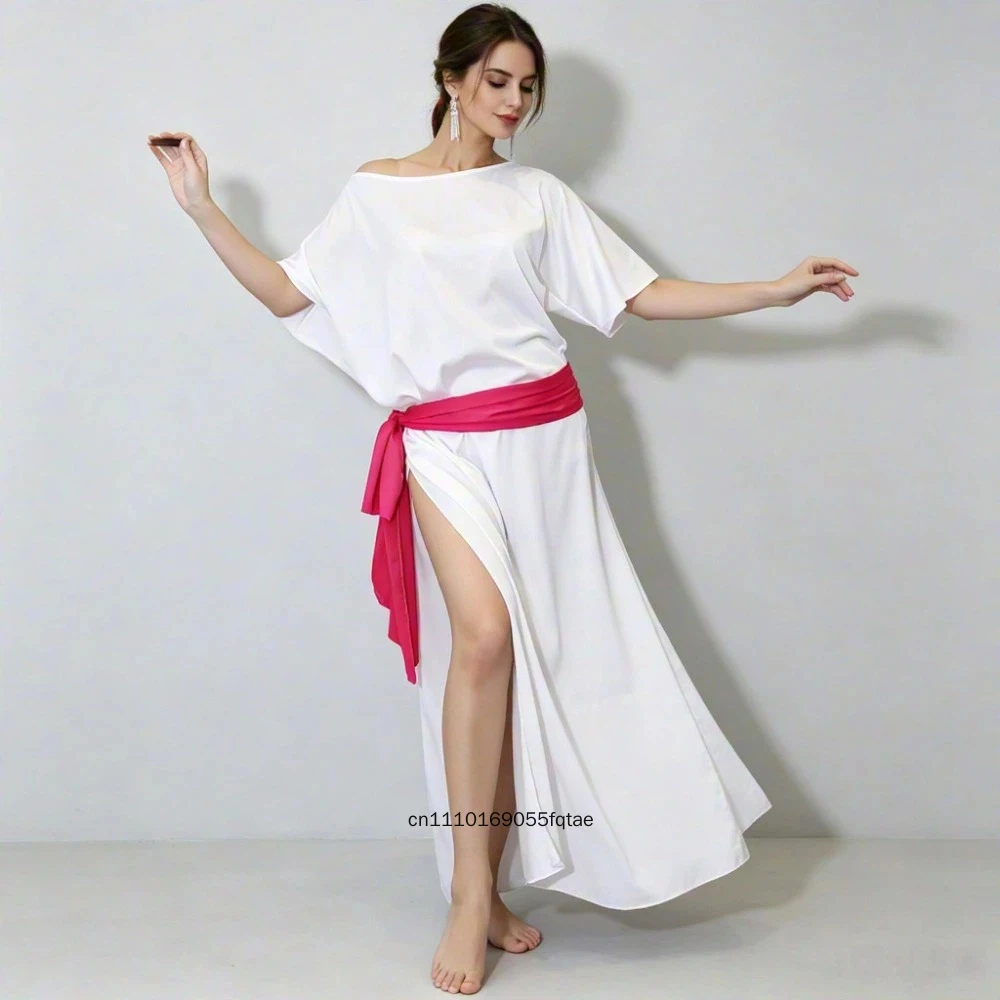 Egypt Baladi Saidi Robe Loose Belly Dance Costume 4 Piece Set With Belt Women Oriental Dance  Stage performance Practice Wear