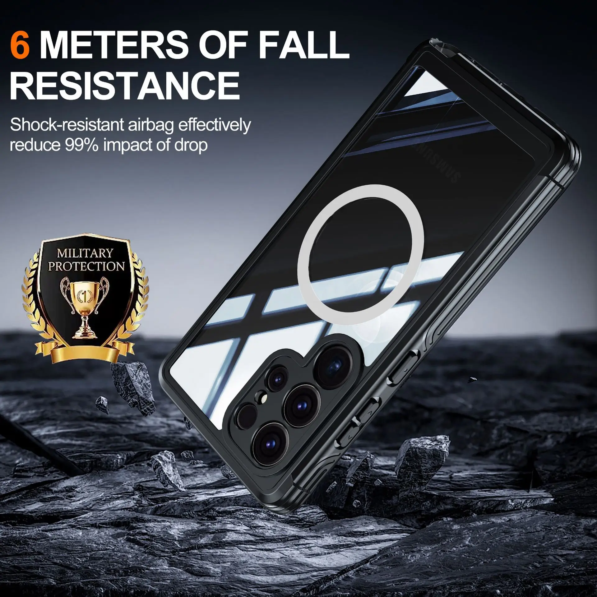 

Двухслойная защита для Samsung Galaxy S25 Ultra S25 Plus, чехол с беспроводной зарядкой, стекло 360, противоударный чехол Magsafe