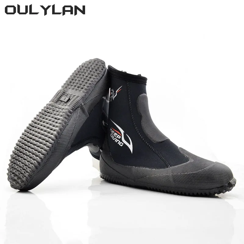 Oulylan 5mm Diving Boots Neoprene Scuba Diving Snorkeling Water Shoes High-top Waterproof Non-slip Fish Hunting Shoes Keep Warm