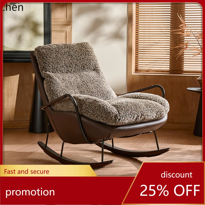 

HXL Single Rocking Chair Living Room Home Reclining Sitting casual plaid Chair