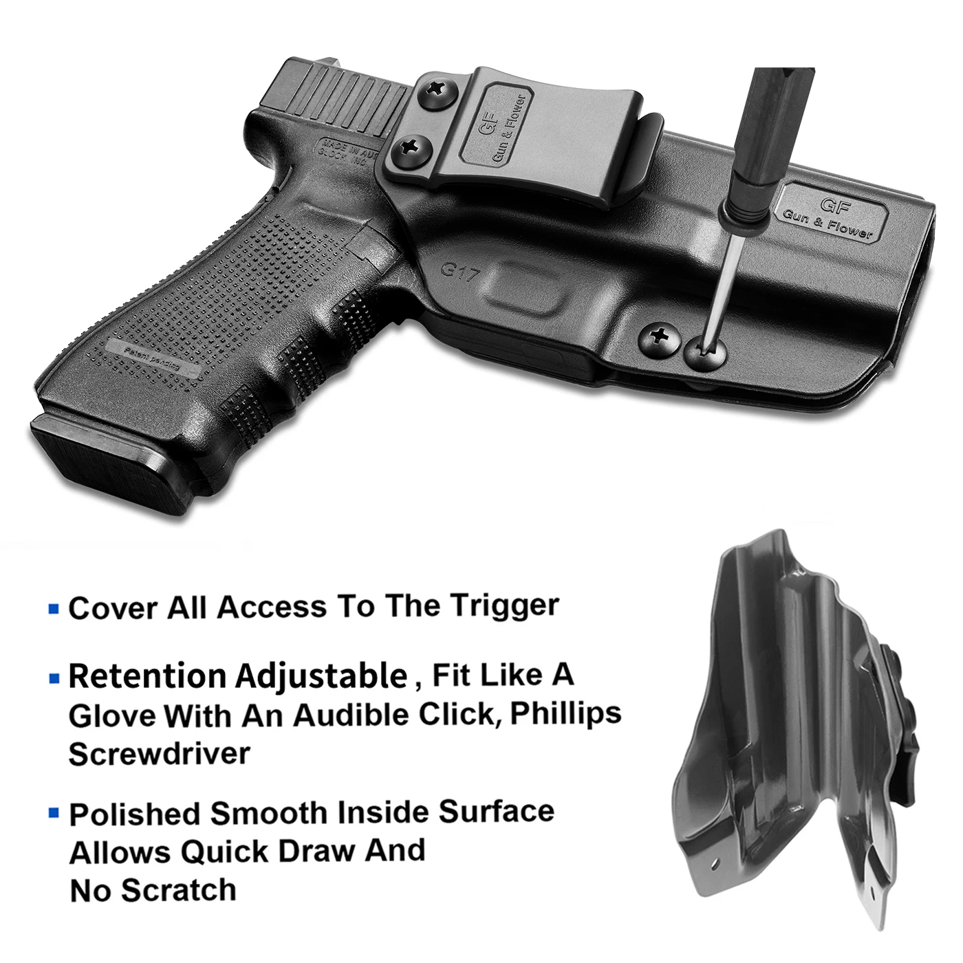 IWB Polymer Tactical Right Hand Gun Holsters, feitos sob medida e compatíveis com G17 22 31 Gen 1 2 3 4 5