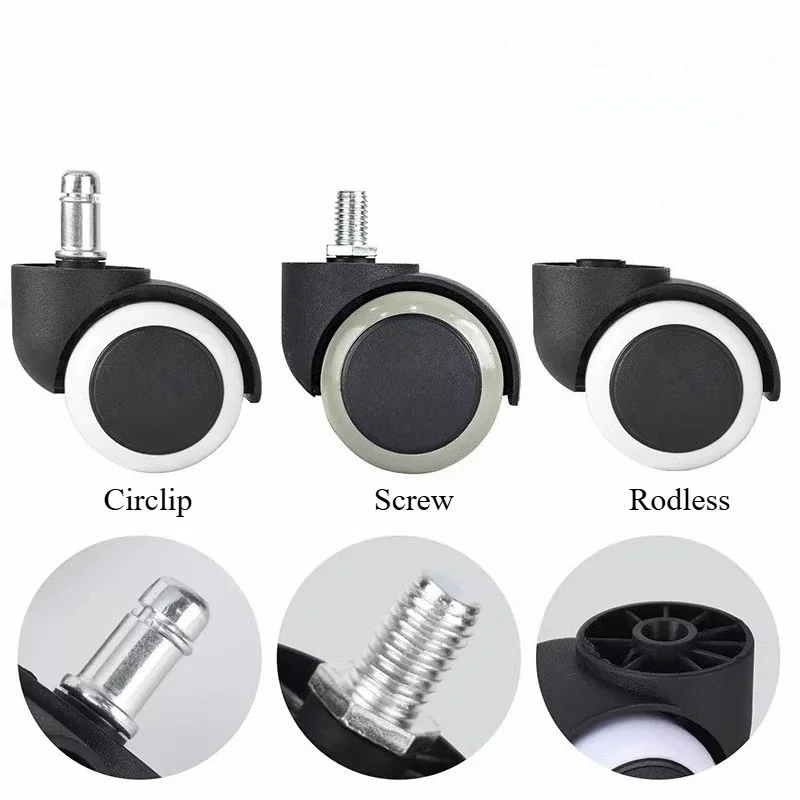 5 Pcs  2/2.5 Inch 10/11mm Swivel Chair Universal Wheel Boss Seat Casters E-sports Roller Accessories Computer Office Pulley