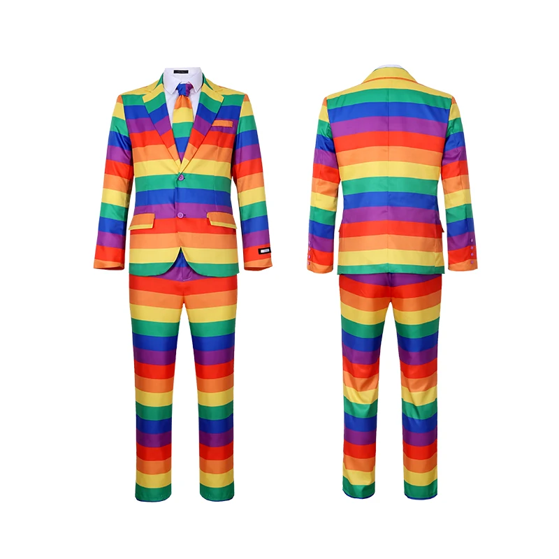 Anime Print Rainbow Suits Perfect Outfit for Any Occasion Including Blazer Pants and Tie Halloween Costume for Adult